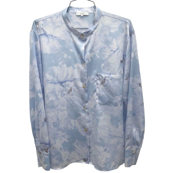 VINCE - Painted Magnolia Band Collar Blouse - V651012321 - Size L (NWOT) - Picture 4 of 12